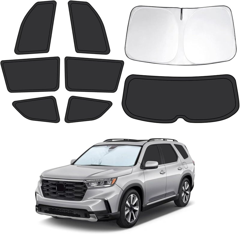 FSHAANY'S 8pcs Car Window Shades for Honda Pilot 2016-2022, Full Car Window Covers for Privacy, Sunshades for Pilot Front Rear Windshield Side Windows to Block UV and Protect Privacy - Image 1